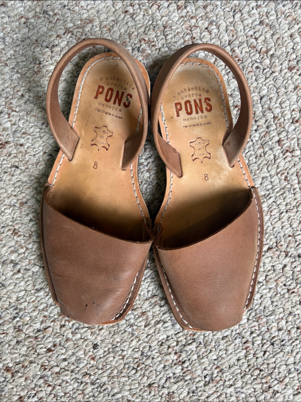 Pons Classic Avarca Sandals in Brown Size 8